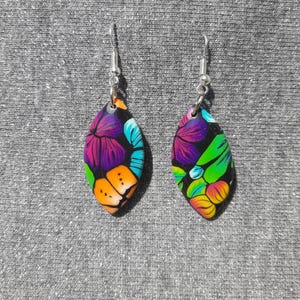 FIMO earrings, earrings with floral pattern * Polymer Clay