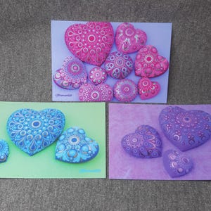 Set di 3 cartoline Mandala * Glitzerwerk35 biglietto d'auguri con pietre dipinte * Cartolina con pietre Mandala 13 x 18 cm