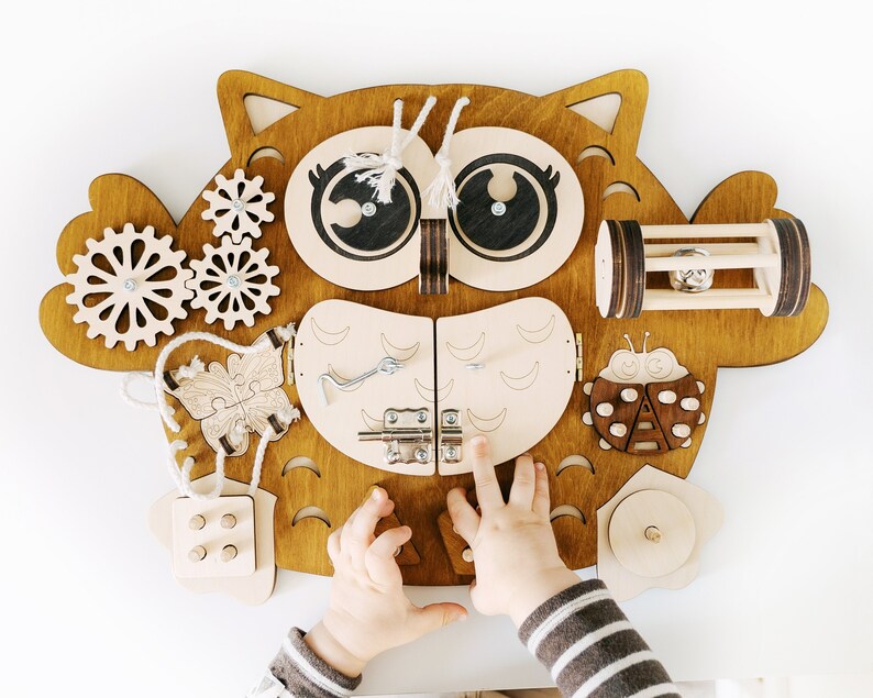 Busy Board Montessori Encuryna - Tableau Activités 2-5 Ans, Portable Avec Fermeture, Boutons, Lacets