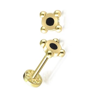 14K Solid Gold Mine Piercing, Minimalist Tragus Piercing, Gold Stud Piercing, Renkli Stud Küpe, Mine Stud Piercing, Tragus lob