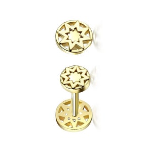 14K Solid Gold North Star Piercing, Minimalist Tragus Piercing, Gold Stud Piercing, Stud Ear Piercing, Star Stud Earring, Star Piercing