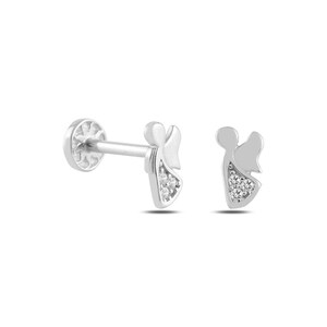 14K Solid Gold Angel Piercing, Minimalist Tragus Piercing, Gold Stud Piercing, Angel Stud Piercing, Angel Gold Earring