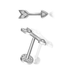 14K Solid Gold Arrow Piercing, Minimalist Tragus Piercing, Gold Stud Piercing, Stud Ear Piercing, Arrow Stud Earring, Arrow Piercing