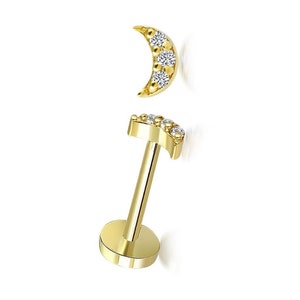 14K Solid Gold Hilal Piercing,Minimalist Tragus Piercing, Gold Stud Piercing,  Stud Kulak Piercing, Ay Stud Küpe, Ay Piercing
