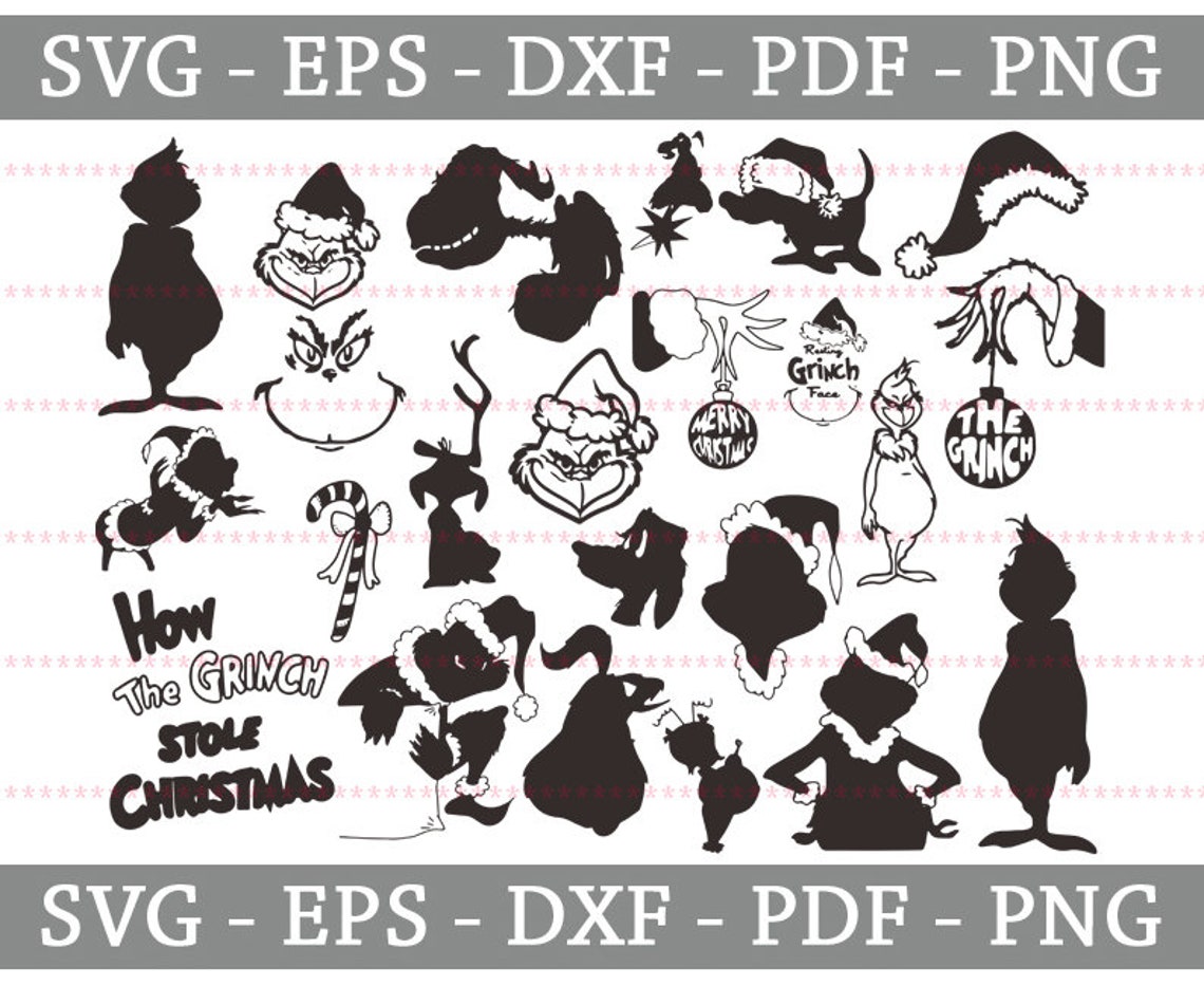 Grinch Silhouette Svg Bundle The Grinch Silhouette Christmas | Etsy