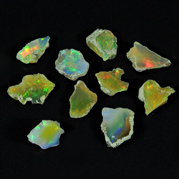 10 pezzi opale etiope naturale grezzo opale grezzo di alta qualità lotto grezzo curativo lotto all'ingrosso per gioielli da 11x11x3 a 14x11x4 mm 21 ct GM-149
