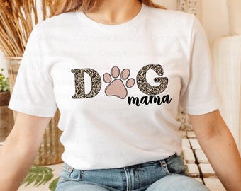 犬ママのヒョウ柄PNG：商用利用可、犬好きへのギフト（デジタルダウンロード）