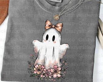 Coquete formal fantasma floral PNG • Download digital PNG feminino rosa de Halloween • Fantasma fofo PNG para sublimação • Clipart estético de coquete