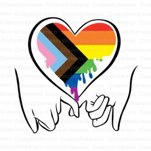 LGBTQ Progress pride flag svg, PNG LGBTQ, Progress Pride flag cut file, tenant par la main Pride sublimation, pride image graphic