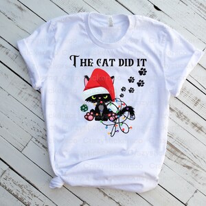 Noël drôle PNG , Le chat l'a fait Noël sublimation PNG , Noël drôle de chat Png , sublimation de chat de lumières de Noël png , chat noir