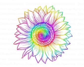 Colorful Sunflower PNG Clipart: Sublimation Print (Digital Download)