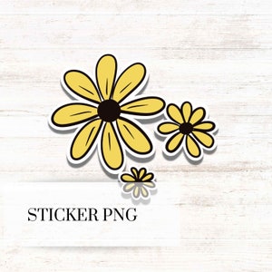 Daisy sticker png , Outlined daisy sticker png , daisies sticker file Png cut file outlined , yellow daisies sticker PNG cut file for Cricut