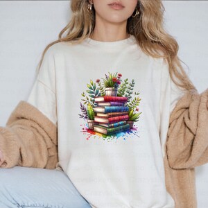 Lot de 12 livres et plantes PNG pour sublimation, fichiers commerciaux pour sublimation pour amateurs de livres et de plantes