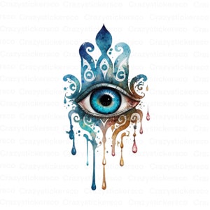 Watercolor Hamsa Evil Eye PNG: Sublimation Design (Digital Download)
