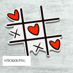 Tic Tac Toe Sticker: Outlined PNG Cut File (Cricut)