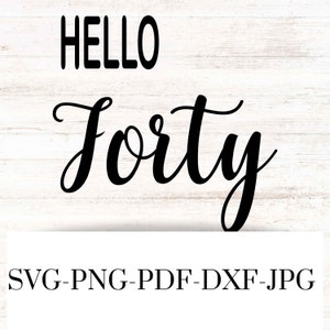 Hello Forty SVG: Birthday Cut File (Digital Download)