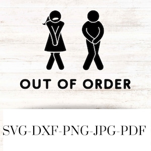 Out of order SVG , out of order Bilddatei PNG , lustiges WC Bild Grafik , out of order Sublimationsdesign , retro lustiges Bild Grafikdatei