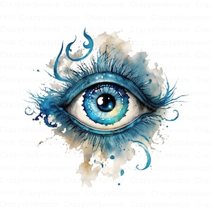 Mystisch alles sehendes Auge Aquarell Png, böser Blick Png, böses Auge Sublimationsentwurf Grafikbild, alles sehendes Auge Bild Grafik transparent