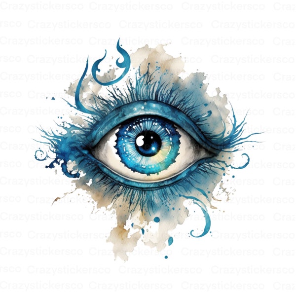 Mystical all seeing eye watercolor Png , evil eye Png , evil eye sublimation design graphic image , all seeing eye image graphic transparent