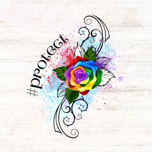 Tęczowa róża z motywem świadomości transseksualnej PNG: projekt sublimacji LGBTQ+ (pobranie cyfrowe)