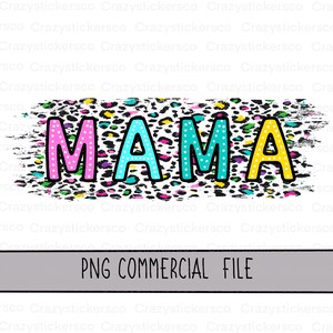 Sublimación de leopardo de neón de mamá PNG, uso comercial del archivo PNG del Día de la Madre