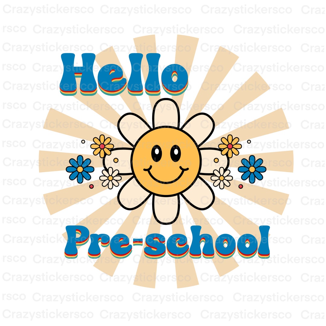 Hello Pre-school Retro PNG Sublimation , Retro School Commercial PNG ...