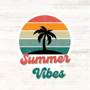 Retro Summer Vibes PNG: Palm Tree Graphic (Digital Download)