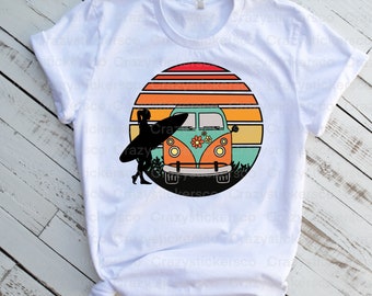 Retro Sun Surfer SVG PNG: Summer Van Graphic (Digital Download)
