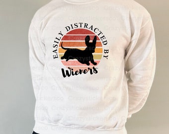 Easily Distracted by Wieners PNG: Retro Sun Dog Lover (Digital Download)