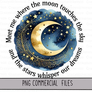 Celestial Moon and Stars PNG | Gold Ink Hand-Drawn Clipart | Mystical Transparent Design