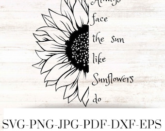 Half Sunflower SVG PNG: Floral Clipart Graphic (Digital Download)