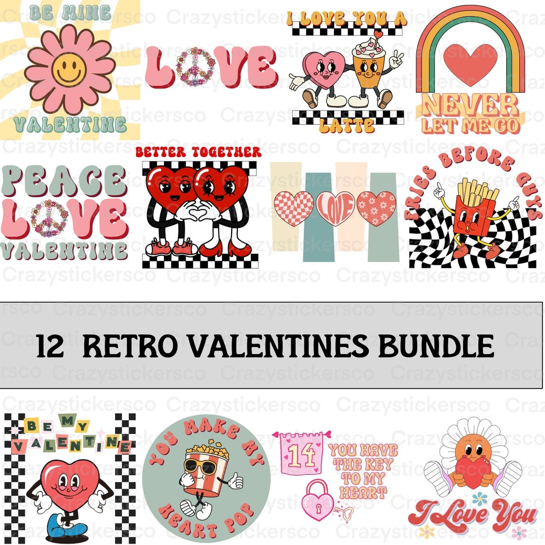 Valentine PNG Bundle , Retro Valentine PNG , Retro Valentine ...
