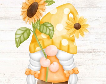 Sunflower Gnome PNG print , sunflower gnome sublimation PNG file , sunflower clipart  ,  sunflower PNG file , Sunflower instant download