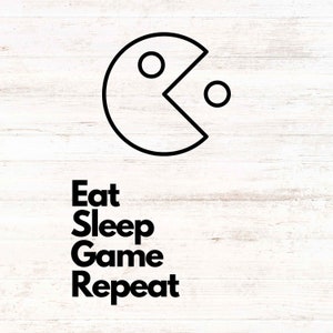 Gamer SVG, eet slaap spel herhaal grafisch bestand, word clipart, retro game PNG grafische sublimatie, retro game SVG-bestand, retro game Svg