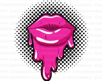 Pop Art Hot Pink Lips PNG: Sublimation Design (Digital File)