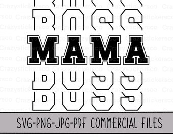 Boss Mama Varsity SVG PNG: Commercial Use File (Digital Download)