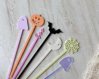 Halloween Acrylic Drink Stirrers: Spooky Party Decor