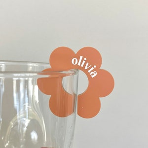 Flower Drink Tag - Bachelorette Drink Tags -  Wedding Place Cards - Acrylic Drink Tags