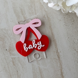 Cherry Tumbler Name Plate: Coquette Bow, Personalized Stanley Topper