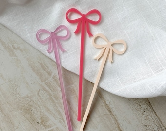 Bow Drink Stirrers: Acrylic Valentines Party Set