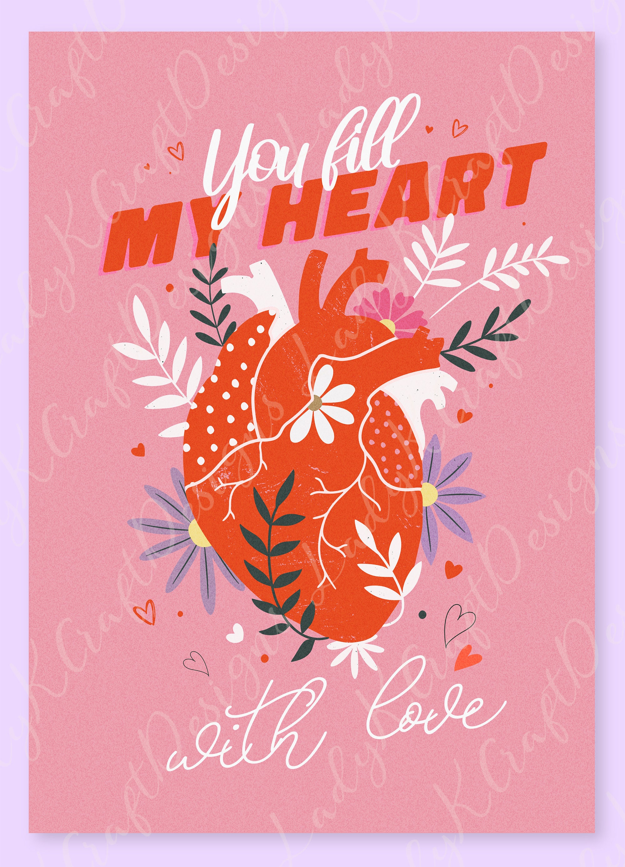 You Fill My Heart With Love Card 5x7 Printable Etsy