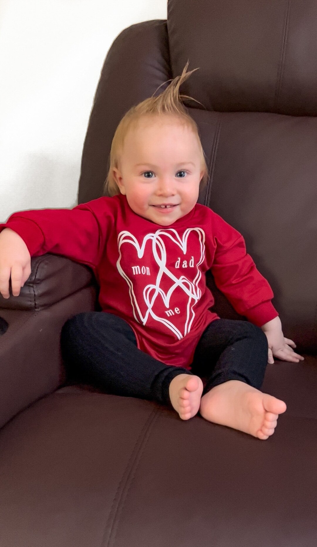 Baby Boy Red Heart Dad Mom Me Valentine Romper,baby Three Heart Romper