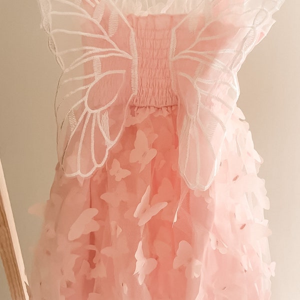 Pink Princess Baby Girl Butterfly Tulle dress, baby girl Tulle dress toddler tulle dress, First birthday dress tulle, Princess dress