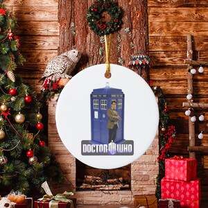 Matt Smith the 11th Doctor Who Ceramic Ornaments, Doctor Who Tardis Christmas Decorations, Geeky Gifts for Whovians, Smith and the Tardis