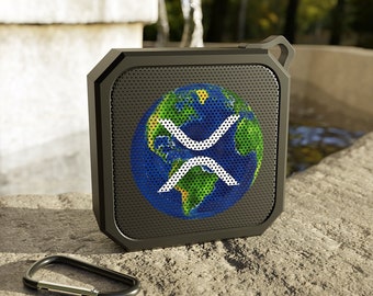 XRP Worldwide Cryptocurrency Bluetooth Speaker, Ripple XRP Crypto Coin Logo on World Outdoor Bluetooth Speaker