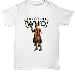 4th Doctor Who T-Shirt: Tom Baker White Cotton Unisex Tee