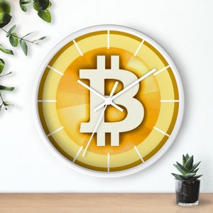 Bitcoin Cryptocurrency Wall Clock, Custom BTC Crypto Lover&#39;s Gift