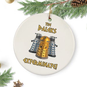 Daleks Exterminate Ceramic Ornaments, 3 Daleks Christmas Tree Ornament, Doctor Who Decoration, Whovian Gifts, Exterminate Daleks Decor