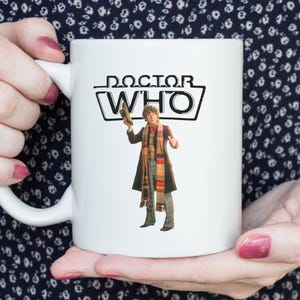 Doctor Who Mug, Tom Baker the 4th Doctor Who On A White Coffee Mug, Great Gift for Every Whovian, Birthday Presents For All Doctor Who Fans