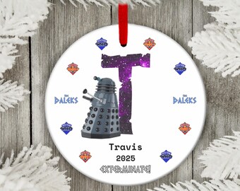 Personalized Dalek Ornament: Whovian Gift, Custom Name & Year